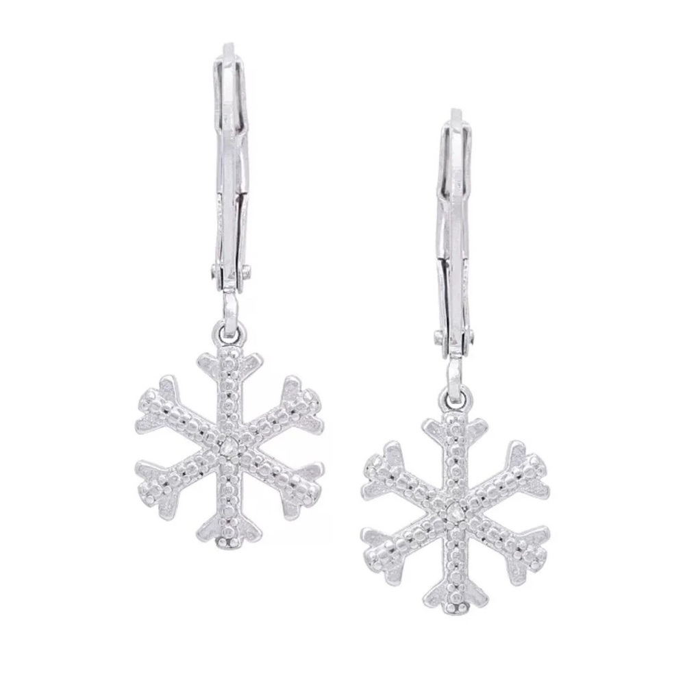 Snowflake, diamond accent earrings